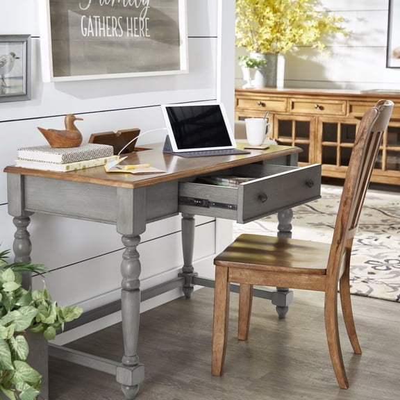 iNSPIRE Q Vance Traditional 1-Drawer Desk with Power & USB Outlet, Antique Grey