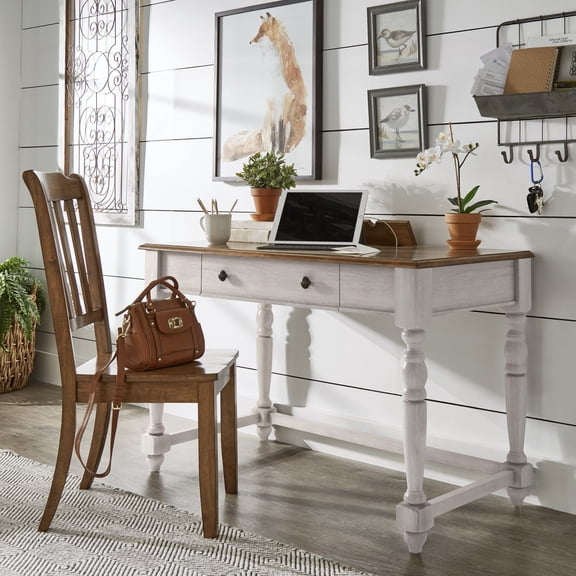 iNSPIRE Q Vance Traditional 1-Drawer Desk with Power & USB Outlet, Antique White