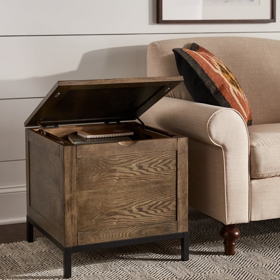 iNSPIRE Q Wilson Industrial End Table with Removable Tray, Oak