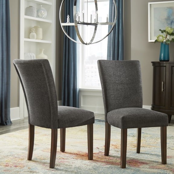iNSPIRE Q Wingston Modern Espresso Finish Heathered Weave Parson Chair, Black (Set of 2)