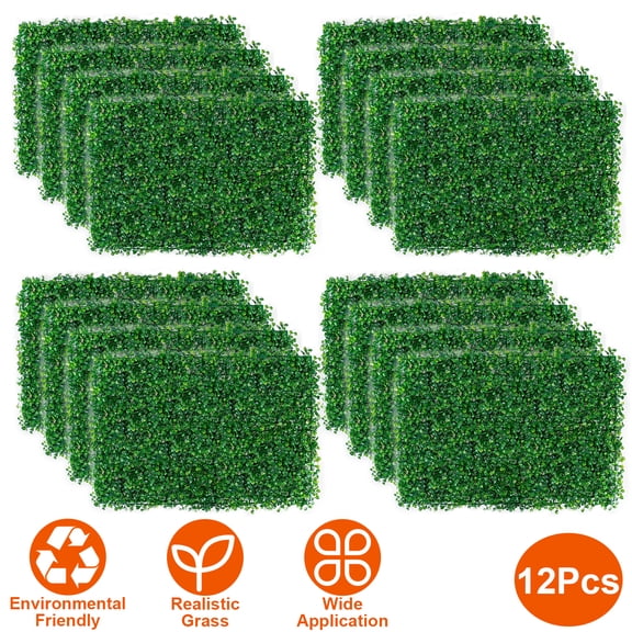 iNova 12Pcs 23.6x15.75in Artificial Boxwood Topiary Hedge Plant Grass Backdrop Fence Privacy Screen Grass Wall Decoration for Balcony Garden Fence
