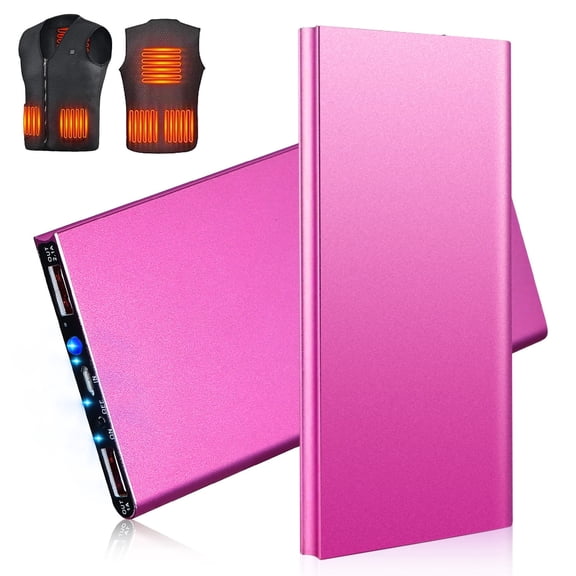 iNova 5V/2.1A Power Bank for Heated Vest Jacket Pants Scarf, 20000mAh Power Bank Portable Charger for Heated Clothing,[2-Pack] Hot Pink