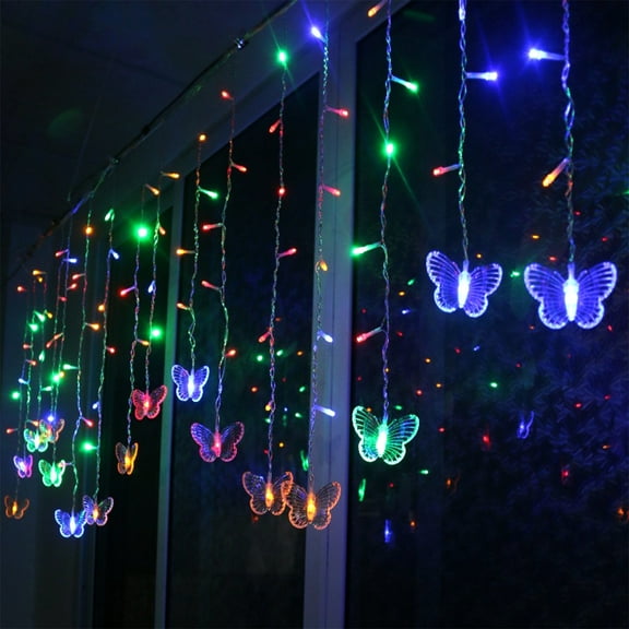 iNova Butterfly Curtain String Lights USB Powered Colorful LED Fairy Lamps With 8 Modes 96 LED Remote Control 11.5ft for Bedroom Weddings Christmas Party Decor