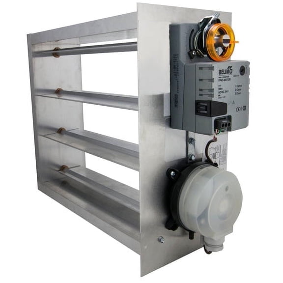 iO HVAC Controls EB-2222 22 x 22 Heavy Duty Motorized Bypass Damper, replacement for EWC EBD-22X22