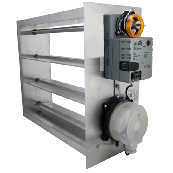 iO HVAC Controls EB-2808 28 x 08 Heavy Duty Motorized Bypass Damper, replacement for EWC EBD-28X8