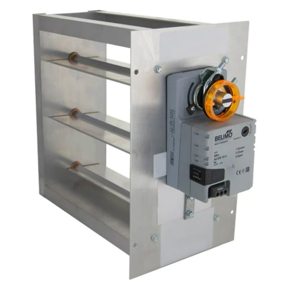 iO HVAC Controls TD-1410 14 Inch X 10 Inch Rectangular Trane/American Standard Zone Damper With Belimo 3 Wire Actuator