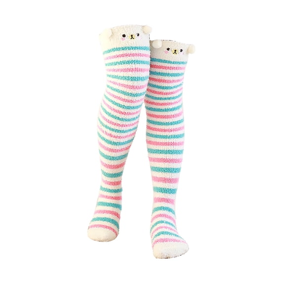 iOPQO 2 Pairs Long Socks for Women, Long Fuzzy Socks, Warm Socks for Women, Fluffy Socks, Long Thigh High Socks, Pink One Size