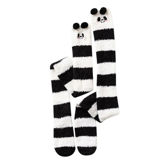 iOPQO 3 Pairs Long Socks for Women, Leg Warmers, Thick Socks Women, Fuzzy Thigh High Socks, Fluffy Socks, Multi-color 2 One Size