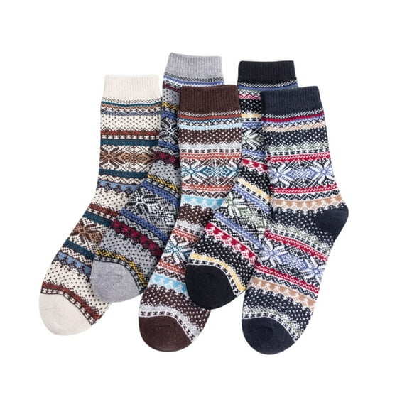 iOPQO 5 Pairs Casual Socks for Women, Mid Crew Socks, Fleece Socks, Warm Socks for Women Winter, Soft Socks for Women, Multi-color 2 One Size