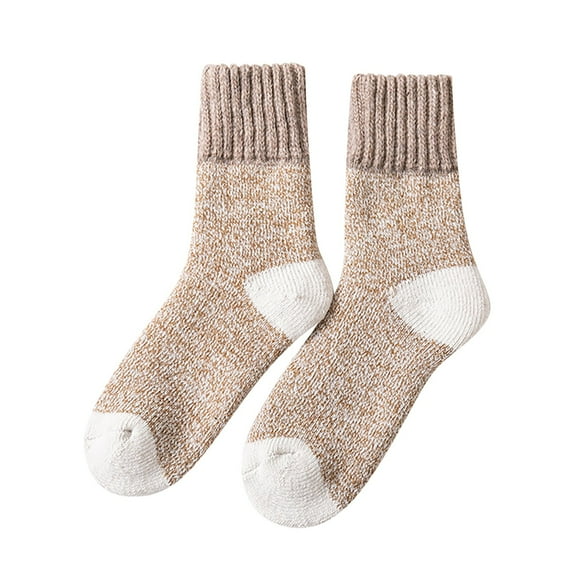 iOPQO 5 Pairs Socks for Women Crew, Wool Socks for Women, Mid Crew Socks, Casual Socks for Women, Winter Thermals for Women, Khaki One Size