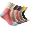 thumbnail image 1 of iOPQO 5 Pairs Thick Crew Socks Women, Thick Cotton Socks, Warm Socks for Women Winter, Winter Crew Socks for Women, Mid Crew Socks, Multi-color One Size, 1 of 8
