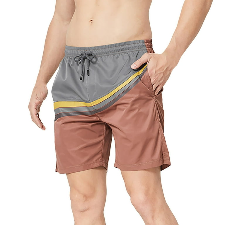 iOPQO Board Shorts For men Men's Summer Striped Contrast Color