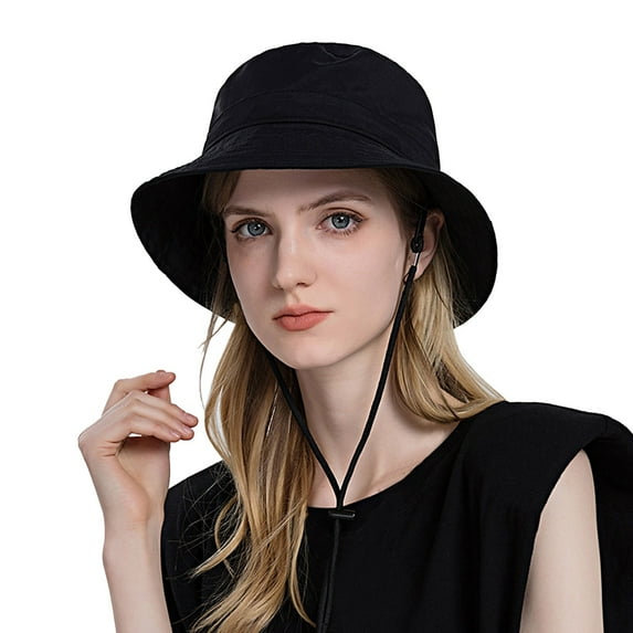 iOPQO Bucket Hats Women Sun Hat Wide Brim Protection Beach Hat Adjustable Bucket Hat Summer Hats hat Black