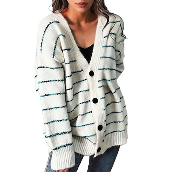 iOPQO Cardigan Sweaters Knit Tops for Women Vintage Sweater Women's Outerwear Knitted Cardigan Soft Cardigans for Women Cute Cardigans for Women White M