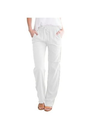 Dtydtpe Clearance Sales, Wide Leg Pants for Women White Linen Pants for  Women Tightness Trousers Pocket Casual Plus Size High Waist Pants Cargo  Pants