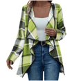 thumbnail image 1 of iOPQO Checkered Cardigan Open Front Cardigan for Women Spring Cardigan Plaid Cardigans for Women Womens Long Cardigan Long Cardigans for Women Long Sleeve Cardigan for Women Mint Green M, 1 of 6