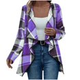 thumbnail image 1 of iOPQO Checkered Cardigan Open Front Cardigan for Women Womens Open Front Cardigan Fall Cardigans for Women's Outerwear Long Cardigans for Women Open Cardigans for Women Dark Purple S, 1 of 6