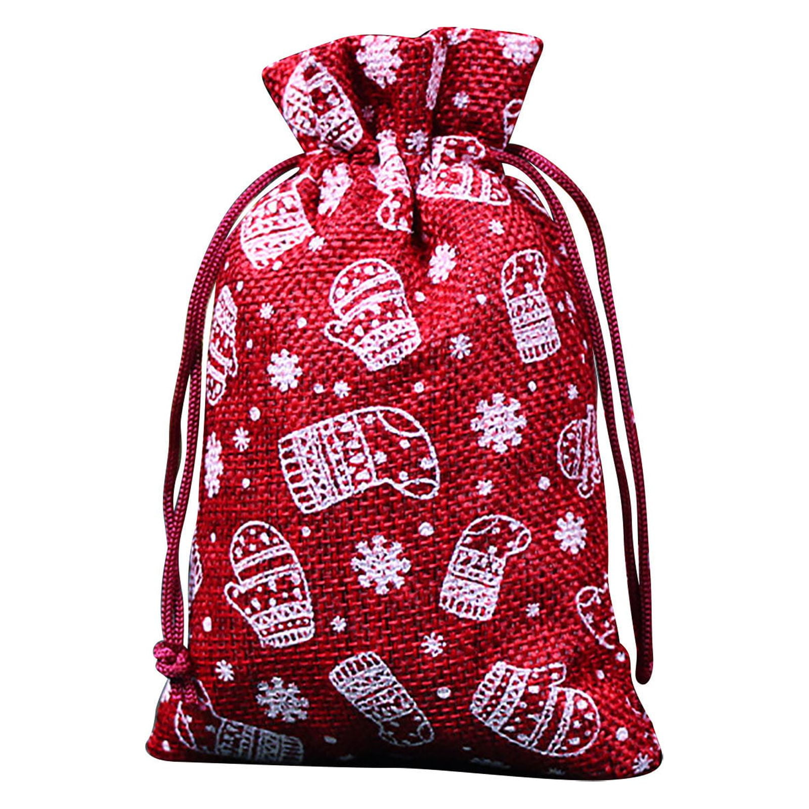 iOPQO Christmas Gift Bags Candy Bags Christmas Drawstring Pocket Snowflake Cotton Linen Gift Bag