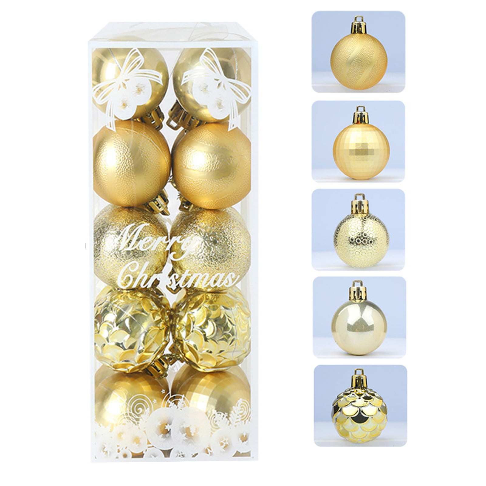 Shiny Christmas Ornaments, Silver, 6in.