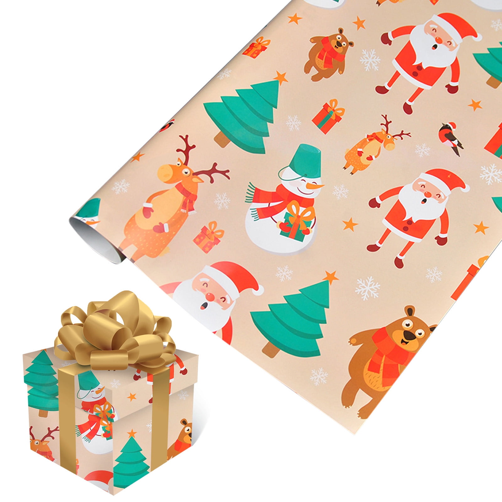 iOPQO Christmas Wrapping Paper Christmas Decorations 2Pcs ( 75Cmx51Cm, 4.11  Square Feet)Single-Sided Christmas Wrapping Paper, Classic Santa Claus And  Other Patterns Christmas Clearance 