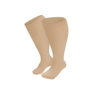 iOPQO Compression Socks Mens Socks Plus Size Compression Socks For Women And Men Knee High Support Wide Calf Stockings Womens Socks Beige 3XL