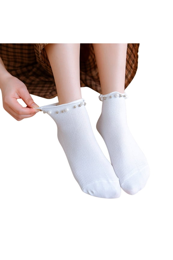 Cotton Socks for Women, Ankle Socks for Women, Cotton Ankle Socks Women, Low Cut Socks Women, Frilly Socks Women, White One Size