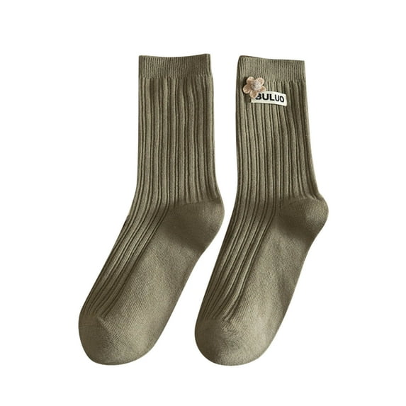 iOPQO Crew Socks for Women, Womens Crew Socks, Breathable Socks Women, Women Cotton Socks, Cute Socks for Women, Green One Size
