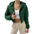 thumbnail image 1 of iOPQO Crop Puffer Jacket Women Womens Puffer Vest Short Puffer Jacket Women Warm Jackets for Women Collared Jacket Women Winter Coats for Women Puffer Winter Outfits for Women Green 3 S, 1 of 5