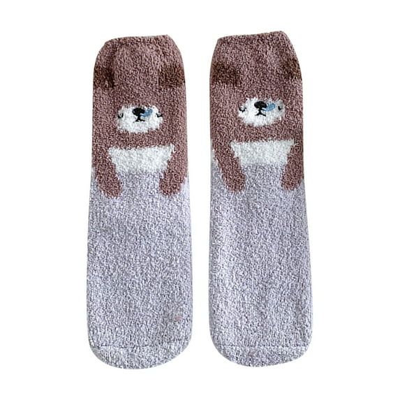 iOPQO Cute Fuzzy Socks, Thick Socks, Socks for Women Crew, Fluffy Socks, Womens Winter Socks, Gray One Size