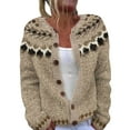 thumbnail image 1 of iOPQO Fair Isle Sweater Women Womens Cardigan Sweaters Knit Cardigan Button Up Cardigan Knit Sweater Long Sleeve Cardigan for Women Womens Cardigan Khaki 5XL, 1 of 4
