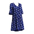 thumbnail image 1 of iOPQO Fall Dresses Casual Dress Summer Women'S Printed Small V Neck Flared Sleeve Dress Cake Dress Womens Dresses Blue S, 1 of 2