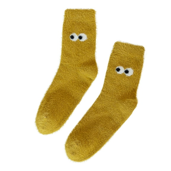 iOPQO Fluzzy Socks, Plush Socks, Slipper Socks for Women, Gifts for Women, House Socks for Women Indoor, Yellow One Size