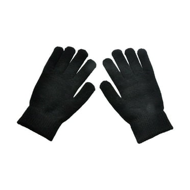 iOPQO Gloves Mittens Men's And Women's Winter Thick Warm And Cold Knitted Solid Color Cycling Gloves touch screen cover Black