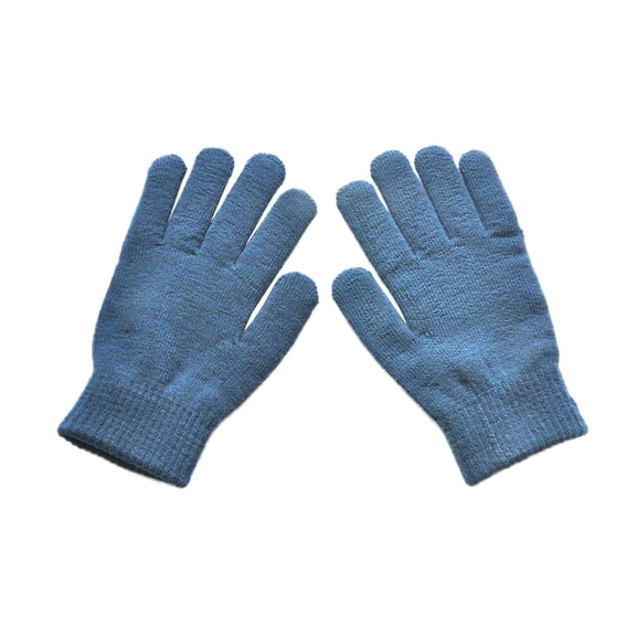 iOPQO Gloves Mittens Men's And Women's Winter Thick Warm And Cold Knitted Solid Color Cycling Gloves touch screen cover Light blue