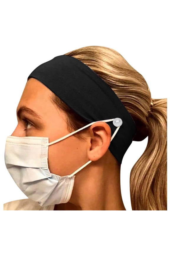 Heardband Button Headband Facemask Holder Wearing a Mask - Protect Your Ears With Headband Headband Black