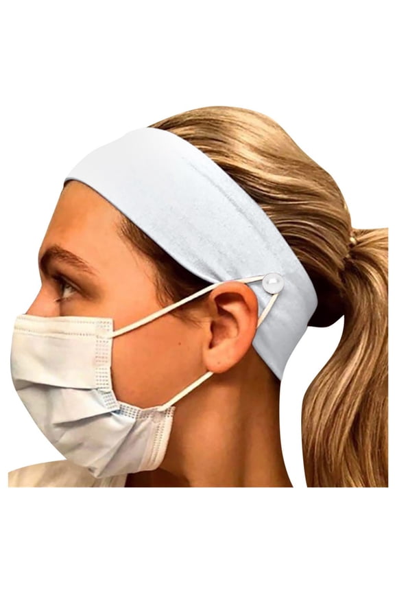 Heardband Button Headband Facemask Holder Wearing a Mask - Protect Your Ears With Headband Headband White