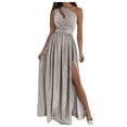 thumbnail image 1 of iOPQO Homecoming Dresses 2023 Prom Dress Women Long One Shoulder Elegant Evening Dress Fashion Elegant Dress Party Festive Party Dress With Slit Women's Formal Dresses Silver XL, 1 of 5