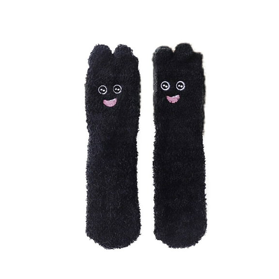 iOPQO House Socks for Women Indoor, Fuzzy Socks for Women, Sleeping Socks, Warm Socks for Women Winter, Cute Fuzzy Socks, Black One Size