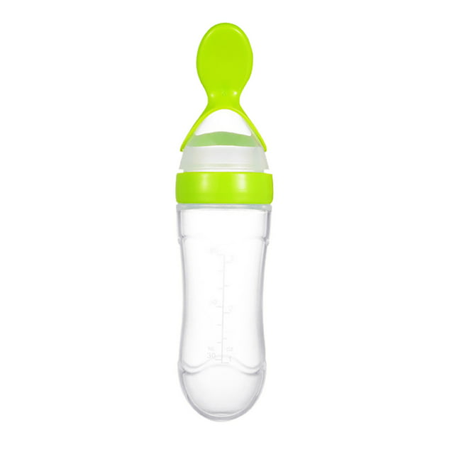 iOPQO Kitchen Gadgets Baby Spoons Baby Silicone Feeding Bottle With Spoon Food Rice Cereal Feeder Spoons