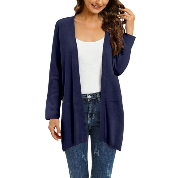 iOPQO Ladies Cardigan Sweaters Open Front Cardigan for Women Lightweight Sweaters for Women Open Knit Sweaters for Women Soft Cardigans for Women Fall Cardigans for Women Navy XXL