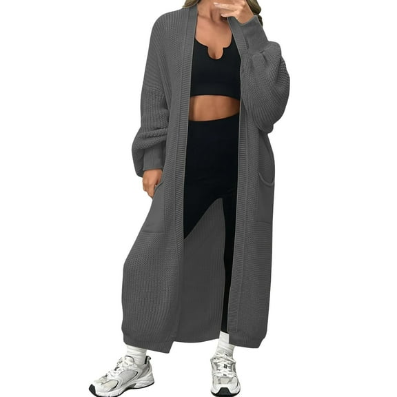 iOPQO Long Cardigan for Women Open Front Cardigan for Women Vintage Cardigan Open Front Tops for Women Womens Open Front Cardigan Oversized Cardigans for Women Open Cardigans for Women Dark Gray S