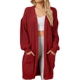 thumbnail image 1 of iOPQO Long Cardigans Open Front Cardigan for Women Loose Sweaters for Women Vintage Sweater Womens Cardigan Oversized Cardigan Sweaters for Women Open Front Tops for Women Wine 3XL, 1 of 9