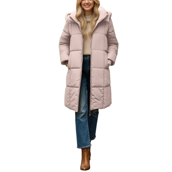 iOPQO Long Puffer Coat Women Long Winter Coats for Women Parkas for Women Zip Jacket Women Hooded Jacket Women Warm Clothes for Women Warm Coats for Women Light Gray 3XL