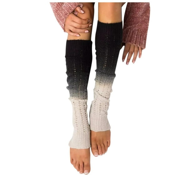 iOPQO Long Socks for Women, Knit Leg Warmers, Leg Warmers, Warm Leggings for Women Winter, Leg Warmers 80s Women, Black One Size