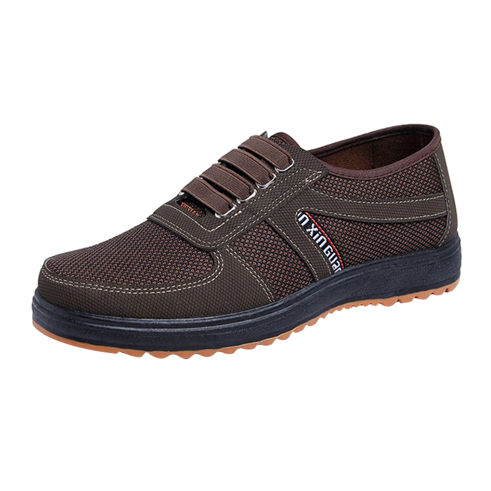 iOPQO Men's casual shoes Men's Fashion Casual Breathable Wear Resistant Slip On Cloth Shoes Men's Breathable Casual Cloth Coffee 42