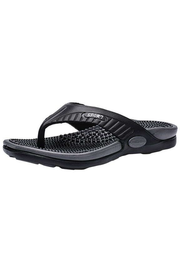 Men's slipper Men Summer Beach Flip Flops Shoes Sandals Male Slipper Casual Flat Shoes Men's Summer Massage Flip-Flops Black 41