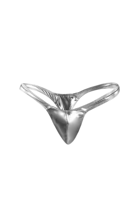 Men's underwear Men's Comfortable Patent Leather Briefs White One Size