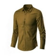 thumbnail image 1 of iOPQO Mens Shirts Men's Fashion Business Leisure Lapel Pure Color Long-sleeved Shirt Top BlouseMens Dress Shirts Long Sleeve Shirts For Men Gold 3XL, 1 of 5