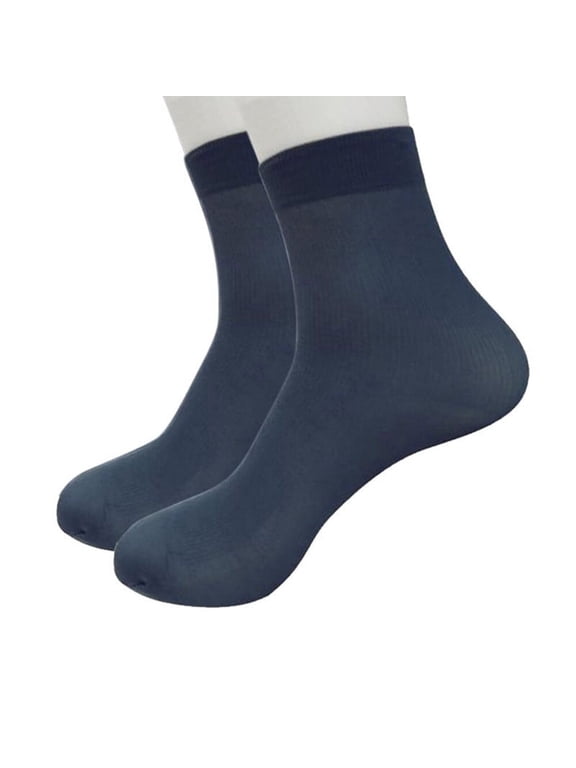 Mens Socks Ankle Socks Fiber 1 Stockings Men Short Elastic Ultra-Thin Silk Silky Pairs Socks For Men Navy One Size