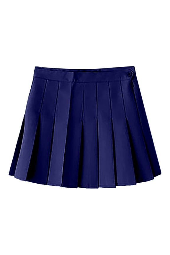 Mini Skirt Women's Waist Chain ALine Skirt High Waist Check Pleated Skirt Midi Skirt Pleated Skirts For Women Blue XXL